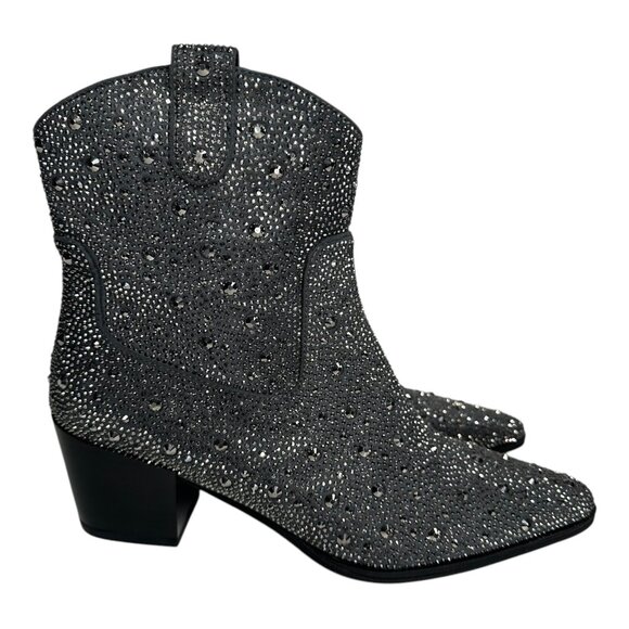 Azalea Wang Women's Black Rhinestones Ankle Boot Sz: 7.5 - Picture 1 of 9
